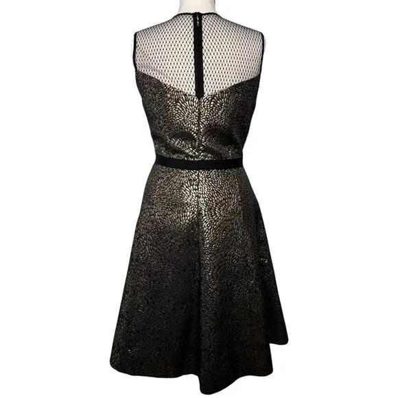 Draper James for Net-a-Porter Kara Dress 14 Gold Black Pleated Cocktail  (NWT!) Women